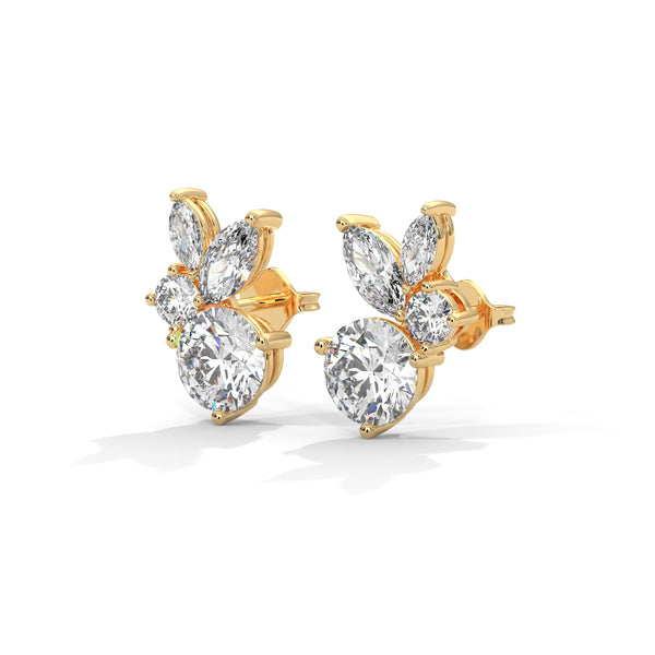 Eternal Petal Marquise & Round Lab Grown Diamond Gold Earrings