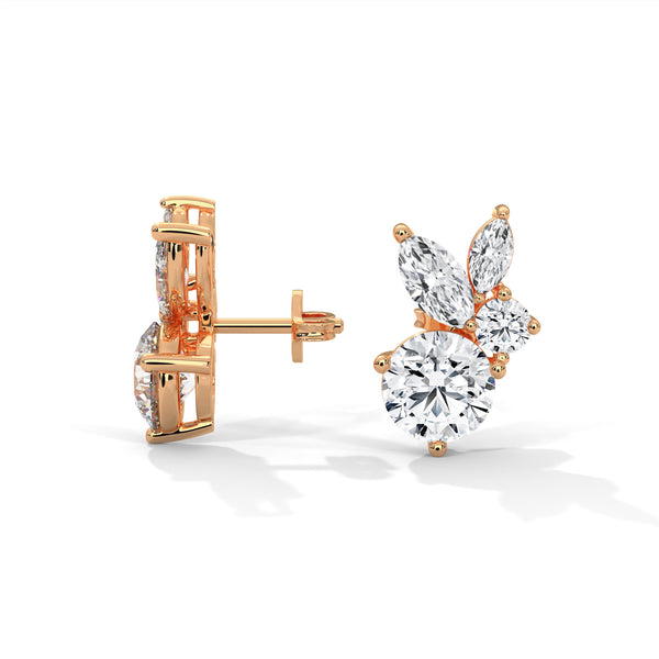 Eternal Petal Marquise & Round Lab Grown Diamond Gold Earrings