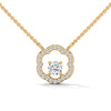 Round cut Lab Grown Diamond Floral Gold Pendant Chain
