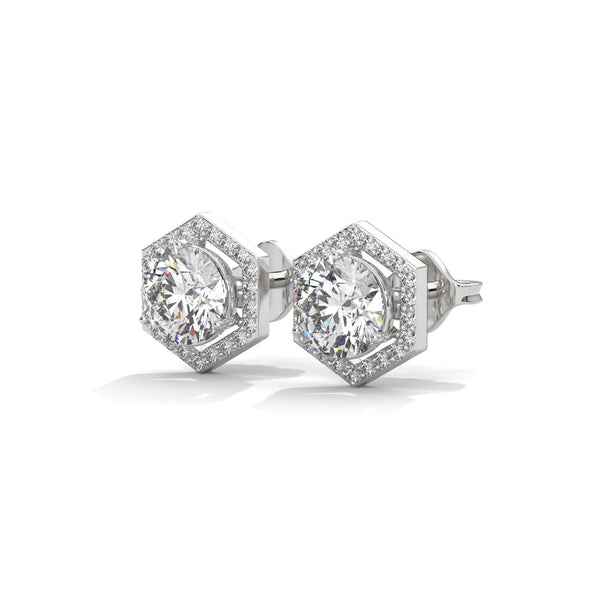 Hexa Halo Lab Grown Diamond Gold Earrings