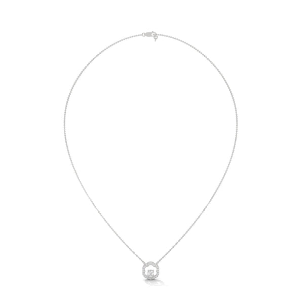 Round cut Lab Grown Diamond Floral Gold Pendant Chain