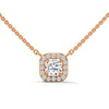 Timeless Halo Lab Grown Diamond Cushion Gold Pendant Chain