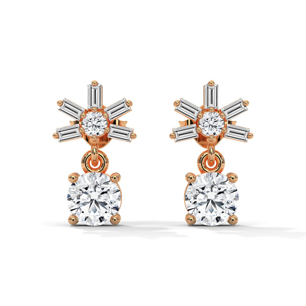Celestial Radiance Lab Grown Diamond Gold Drop Earrings
