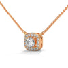 Timeless Halo Lab Grown Diamond Cushion Gold Pendant Chain