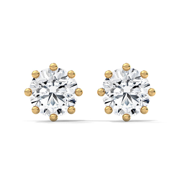 Classic Brilliance Six-Prong Lab Grown Diamond Gold Stud Earrings