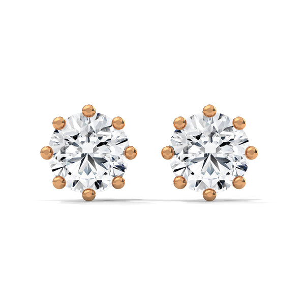 Classic Brilliance Six-Prong Lab Grown Diamond Gold Stud Earrings