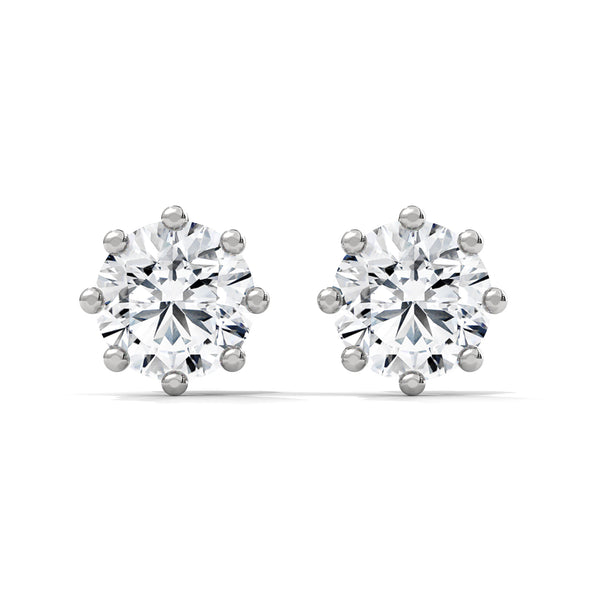 Classic Brilliance Six-Prong Lab Grown Diamond Gold Stud Earrings