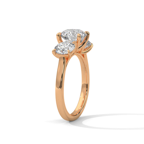Three-Stone Lab Grown Diamond Gold Ring