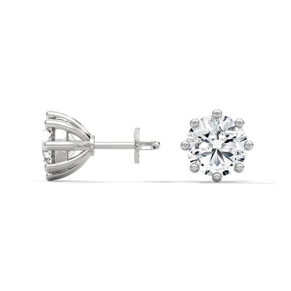 Classic Brilliance Six-Prong Lab Grown Diamond Gold Stud Earrings