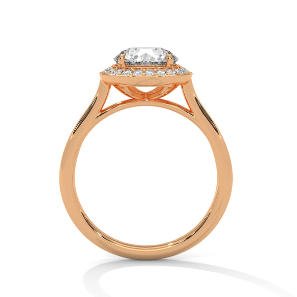 Round Halo Lab Grown Diamond Gold Ring