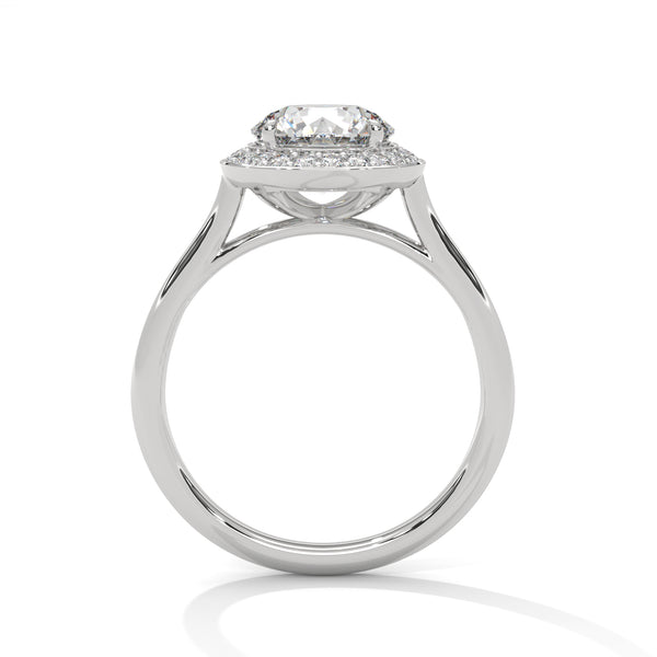 Round Halo Lab Grown Diamond Gold Ring