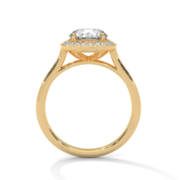 Round Halo Lab Grown Diamond Gold Ring