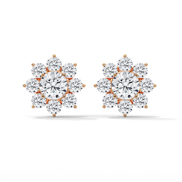 Eternal Bloom Floral Cluster Lab Grown Diamond Gold Earrings