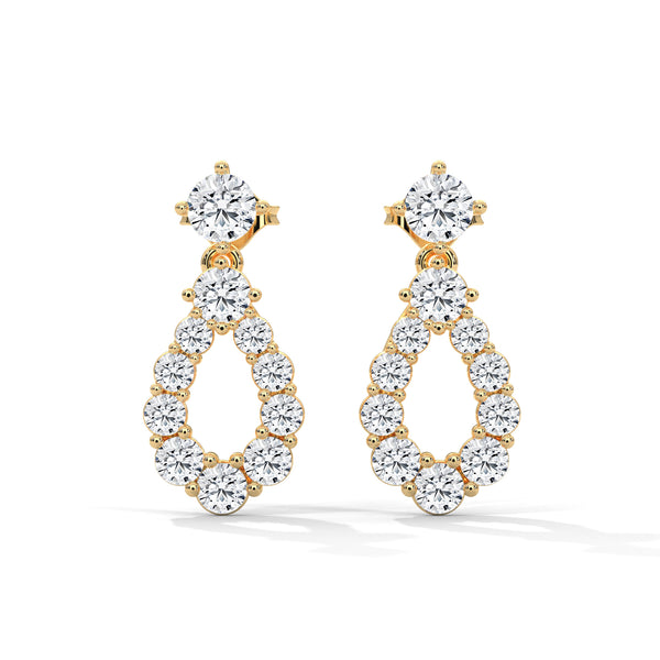 Teardrop Shape Lab Grown Diamond Gold Earrings
