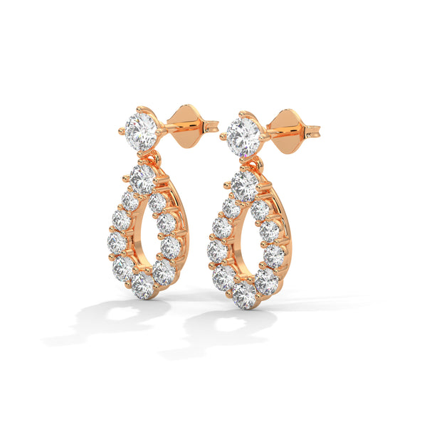 Teardrop Shape Lab Grown Diamond Gold Earrings