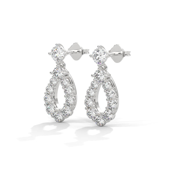 Teardrop Shape Lab Grown Diamond Gold Earrings