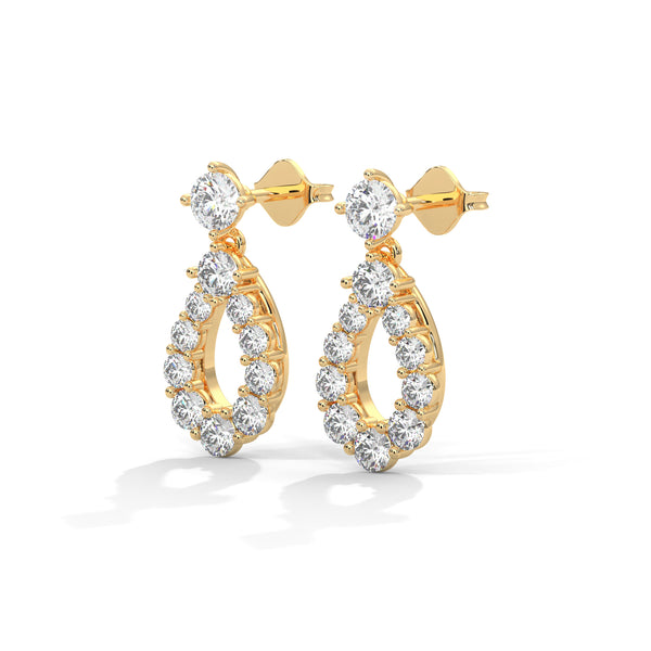 Teardrop Shape Lab Grown Diamond Gold Earrings