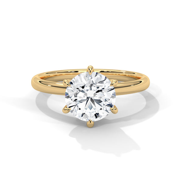 Classic Six-Prong Solitaire Lab Grown Diamond Gold Ring