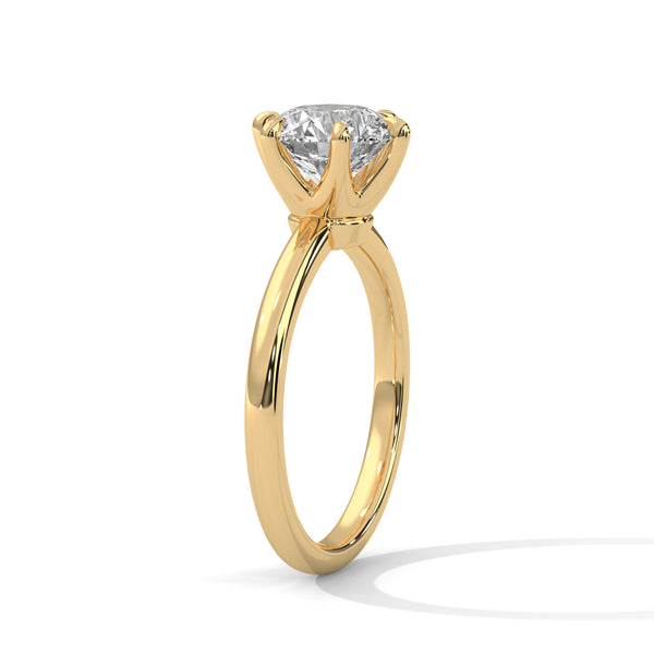 Classic Six-Prong Solitaire Lab Grown Diamond Gold Ring