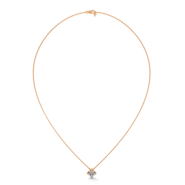 Asscher Cut Lab Grown Diamond Gold Pendant Chain