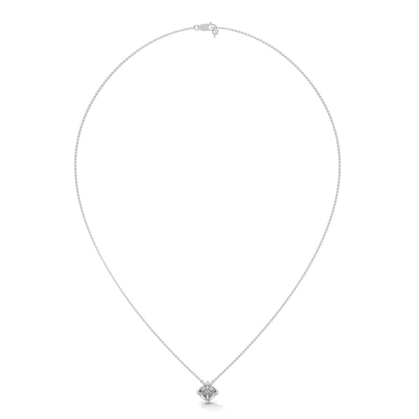 Asscher Cut Lab Grown Diamond Gold Pendant Chain
