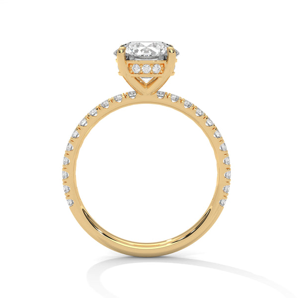 Round Pave Lab Grown Diamond Gold Ring