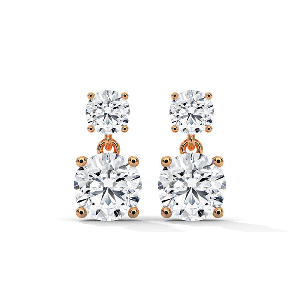 Double Radiance: Two-Tier Lab Grown Diamond Gold Drop Earrings