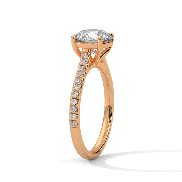 Classic Pave Engagement Ring with Round Cut Lab Grown Diamond
