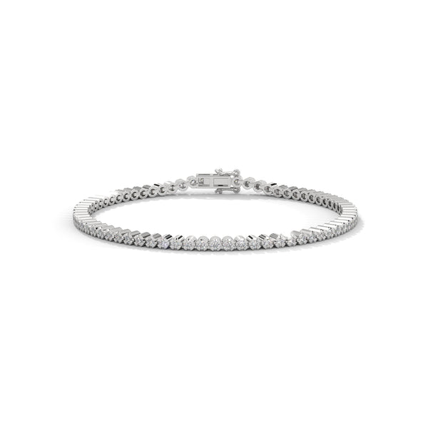 This stunning round-shaped bangle bracelet features 85 sparkling diamonds, totaling 1.98 carats. Its sleek design and perfect fit make it the ultimate statement piece for any occasion.