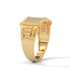 “Luxurious gold men’s diamond ring featuring a bold pavé panel design, delivering unmatched brilliance, premium craftsmanship, and statement-making elegance.”