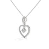 Celebrate love with the Eternal Embrace Heart Pendant, where a sparkling solitaire is cradled within a diamond-studded golden heart.