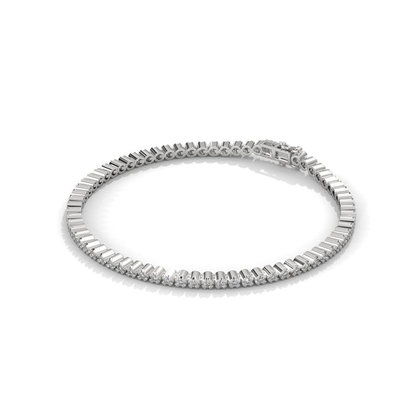 This stunning round-shaped bangle bracelet features 85 sparkling diamonds, totaling 1.98 carats. Its sleek design and perfect fit make it the ultimate statement piece for any occasion.
