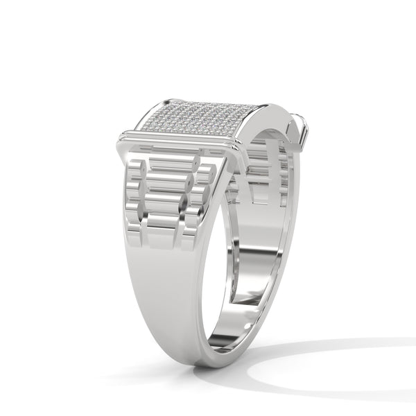 “Luxurious gold men’s diamond ring featuring a bold pavé panel design, delivering unmatched brilliance, premium craftsmanship, and statement-making elegance.”