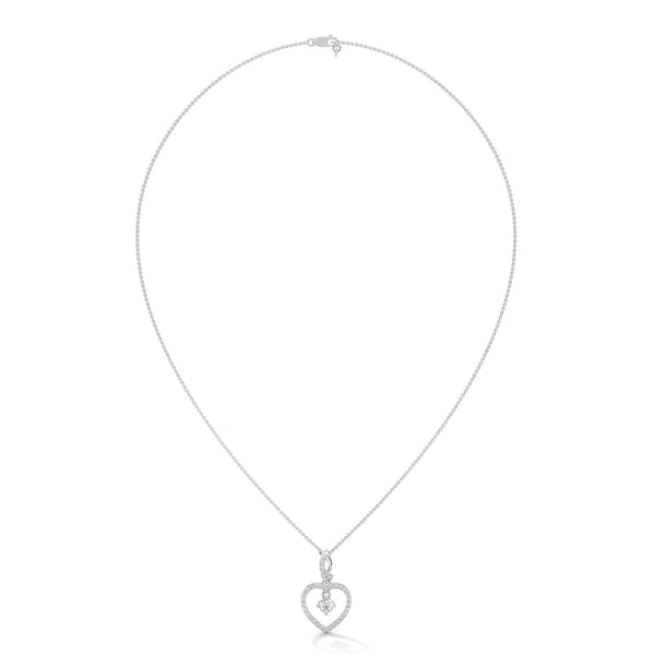 Celebrate love with the Eternal Embrace Heart Pendant, where a sparkling solitaire is cradled within a diamond-studded golden heart.