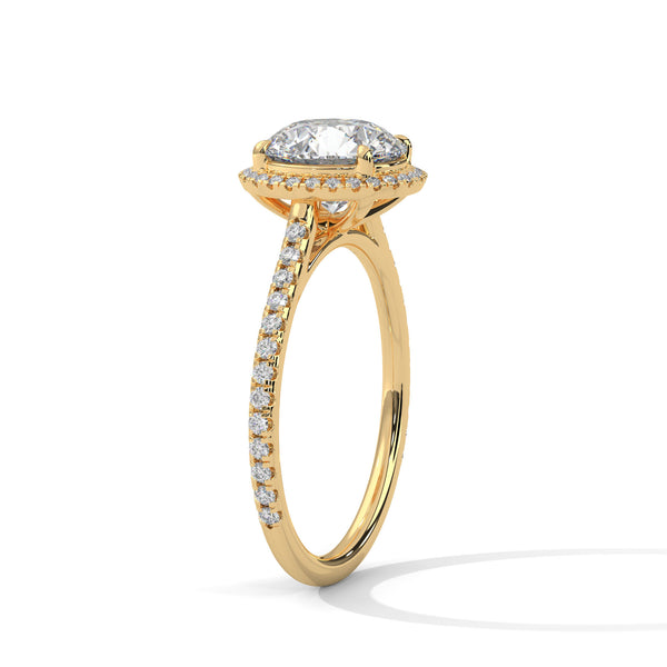 Round Lab Grown Diamond Gold Ring Pave Perfection in a Timeless Halo Design