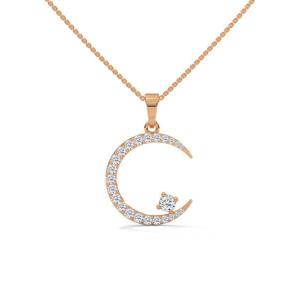 Celestial Glow Lab Grown Diamond Crescent Moon Gold Pendant