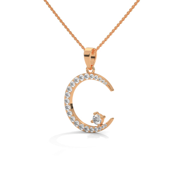 Celestial Glow Lab Grown Diamond Crescent Moon Gold Pendant