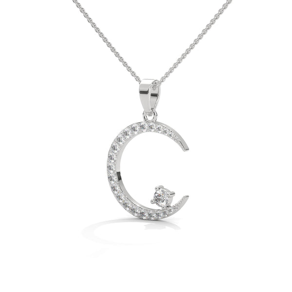 Celestial Glow Lab Grown Diamond Crescent Moon Gold Pendant
