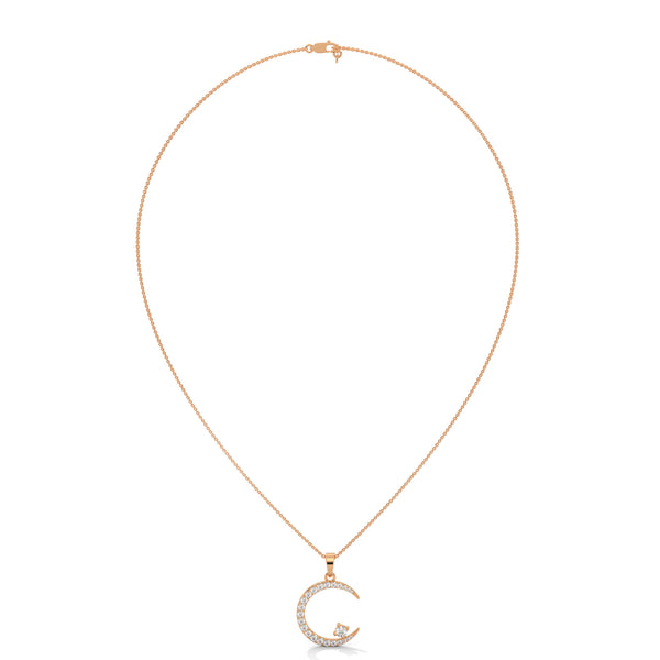 Celestial Glow Lab Grown Diamond Crescent Moon Gold Pendant