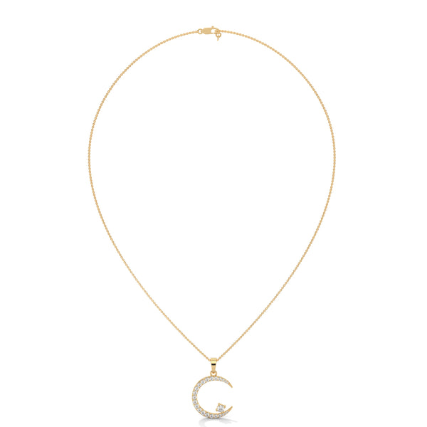 Celestial Glow Lab Grown Diamond Crescent Moon Gold Pendant