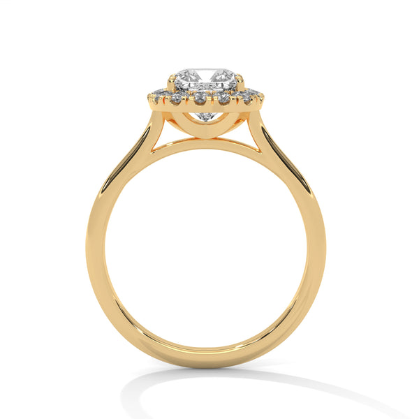 “Cushion-halo diamond ring in yellowgold—brilliant center sparkle, timeless elegance,and luxurious shine crafted for everlasting loveand unforgettable moments.”