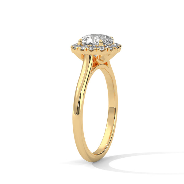 “Cushion-halo diamond ring in yellowgold—brilliant center sparkle, timeless elegance,and luxurious shine crafted for everlasting loveand unforgettable moments.”