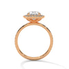“Oval halo diamond ring in rose gold—radiantbrilliance, pavé-band sparkle, and modern luxurycrafted for timeless love and unforgettableelegance.”