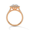 “Pear-shaped diamond halo ring in rosegold—radiant brilliance, pavé-band sparkle, andluxurious elegance crafted for timeless love andunforgettable moments.”