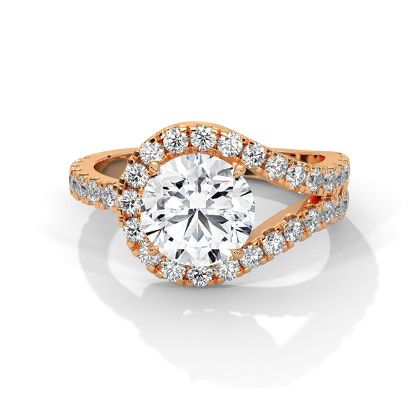 “Twisted-halo round diamond ring in whitegold—radiant brilliance, modern elegance, andluxurious sparkle crafted for timeless love andunforgettable moments.”