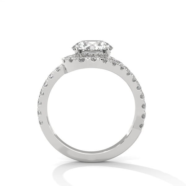 “Twisted-halo round diamond ring in whitegold—radiant brilliance, modern elegance, andluxurious sparkle crafted for timeless love andunforgettable moments.”