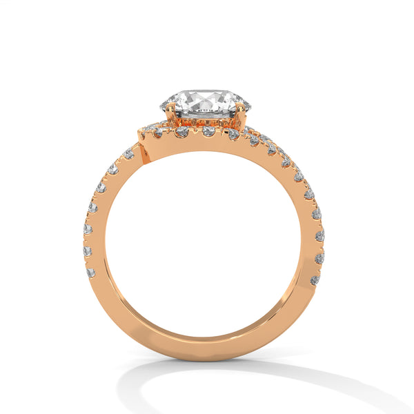 “Twisted-halo round diamond ring in whitegold—radiant brilliance, modern elegance, andluxurious sparkle crafted for timeless love andunforgettable moments.”