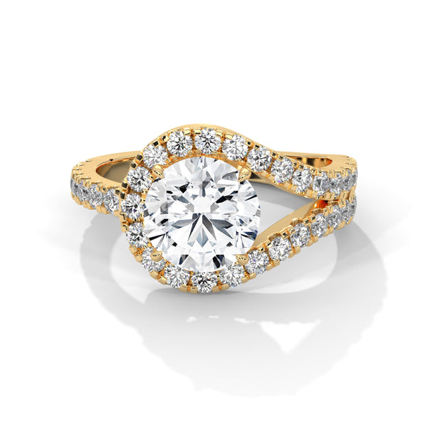 “Twisted-halo round diamond ring in whitegold—radiant brilliance, modern elegance, andluxurious sparkle crafted for timeless love andunforgettable moments.”