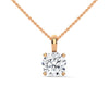 Round Cut Lab Grown Diamond with prong setting Gold Pendant Chain
