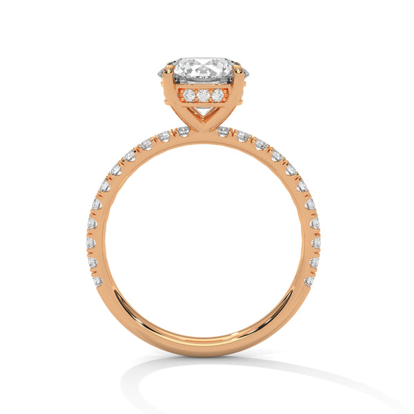 Round Pave Lab Grown Diamond Gold Ring